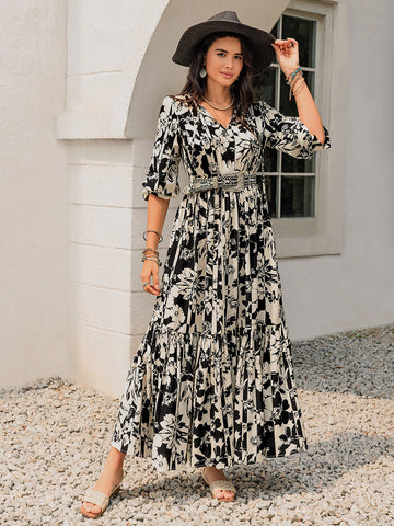 Resort Maxi-Langarmkleid