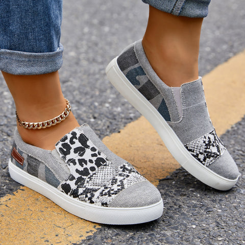 Lässige Slip-on-Plateau-Sneakers mit flachem Absatz und Loafer-Schuhen