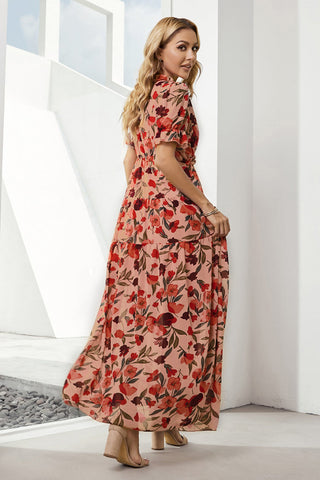 Resort-Maxikleid mit Rüschen und Blumenmuster