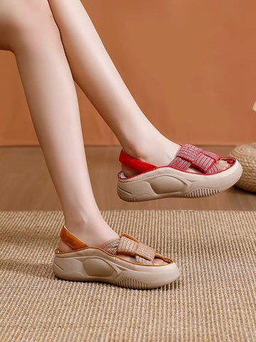 Women Summer Weaving Peep-toe Outdoor Platform Shoes