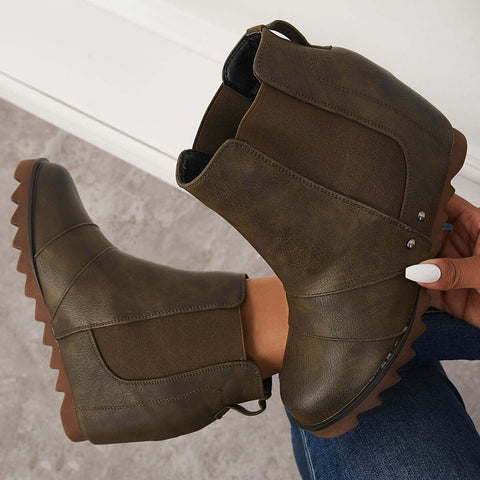 Non-Slip Hidden Wedge Chelsea Boots Pull on Ankle Booties