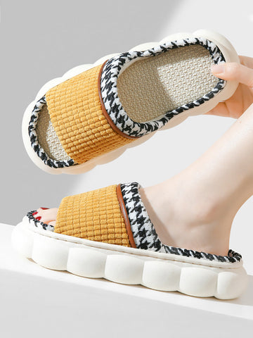 Fashion Spring Spliced Couple Indoor Platform Slippers