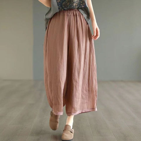 Women Summer Thin Linen Casual Wide Leg Pants