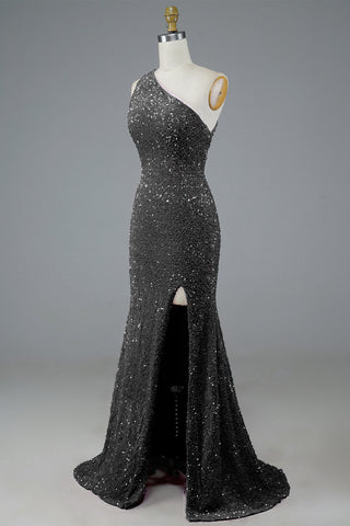 Glitter Sequins Long Prom Dress with Slit