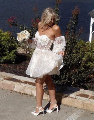 A-Linien-Heimkehrkleid mit Herzausschnitt
