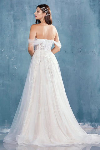 Long Off Shoulder Wedding Dress Bridal