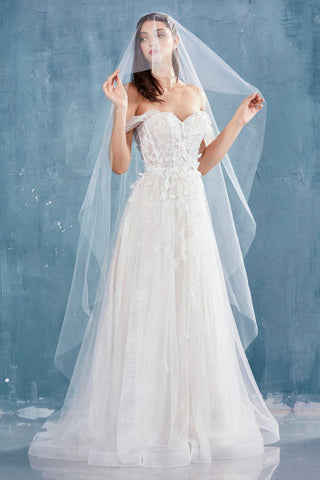 Long Off Shoulder Wedding Dress Bridal