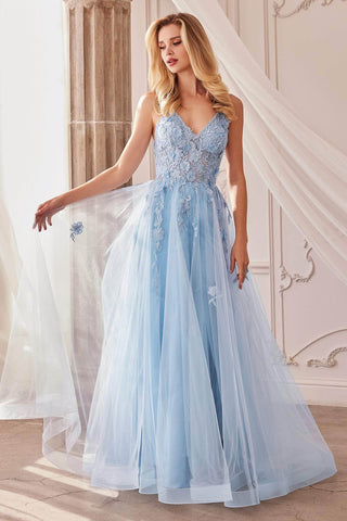 Floral Embroidered Prom Gown