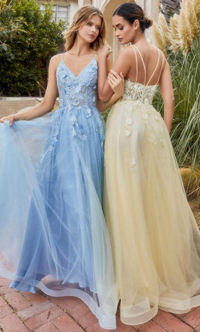 Floral Embroidered Prom Gown