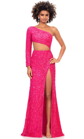 Abendkleid mit einem Ärmel und Pailletten