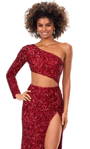 Abendkleid mit einem Ärmel und Pailletten