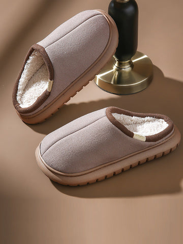 Winter Indoor Couple Pure Color Warm Plush Slippers