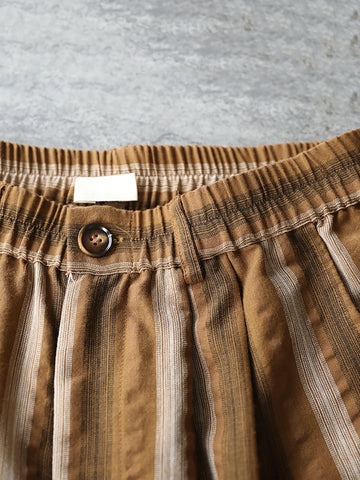 Women Summer Stripe  Pocket Vintage Loose Cotton Pants