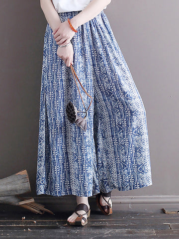 Women Summer Ethnic Batik Wide-leg Loose Pants