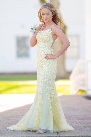 Lace Mermaid Backless Prom Formal Dress