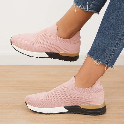 Lässige Slip-on-Strick-Loafters, atmungsaktive Wanderschuhe