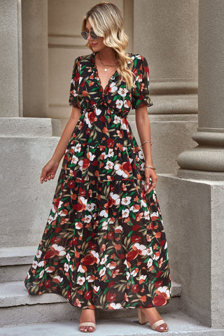 Resort-Maxikleid mit Rüschen und Blumenmuster