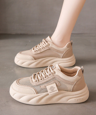 Atmungsaktive Mesh-Schnürschuhe mit Spleißen in Schwarz für Damen