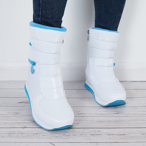 Damen Schneestiefel mit Reißverschluss, warm, mit Pelzfutter, wasserdichte Stiefeletten