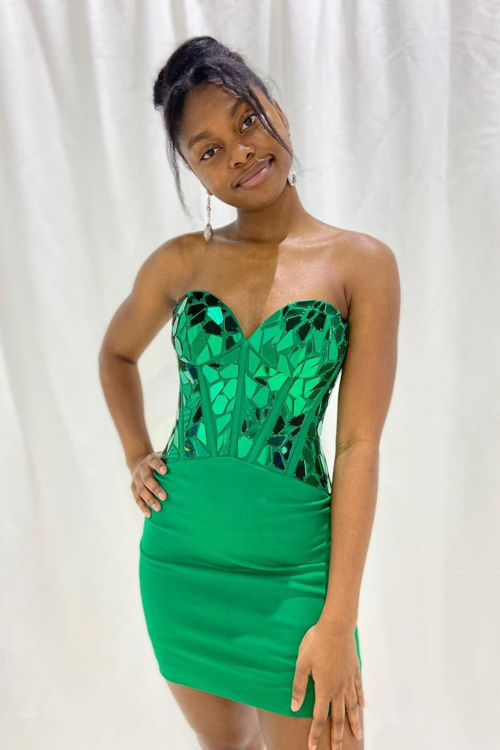 Trendy Sheath Sweetheart Green Corset Homecoming Dress