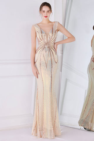 Sheath Sequins Prom Dress with Fringes