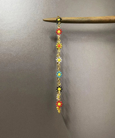 Stylish Rainbow Copper Overgild Daisy Patchwork Chain Bracelet