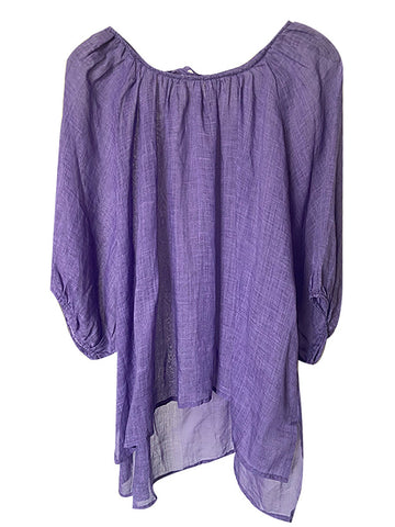 Women  Summer Casual Solid Pleat Drawstring Loose Shirt+Skirt