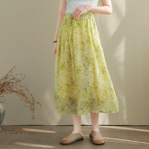 Women Summer Thin Loose Casual Floral Skirt