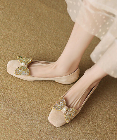 Schwarze, weiche, bequeme Damen-Flats mit Schleife und Zirkonia