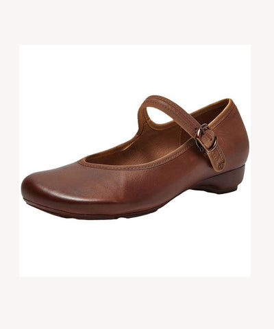 Kaffeefarbene handgefertigte Vintage-Schnallenriemen-Spleißen-Platte-Füße-Schuhe