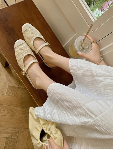 Designer Summer Women Weave Mules Slippers Fashion Shallow Slip On Ladies Outdoor Slides Female Flats Shoes