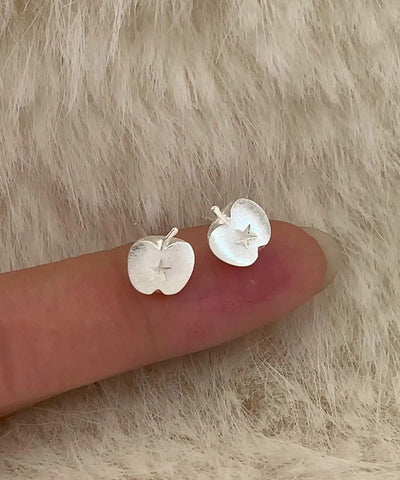 Chic Silk Alloy Frosted Apple Stud Earrings