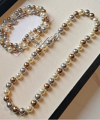 Fine Multicolour Pearl Fine Zircon Collar Necklace