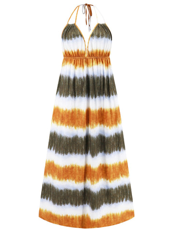 Tie-Dye Halter Neck Beach Maxi Dress