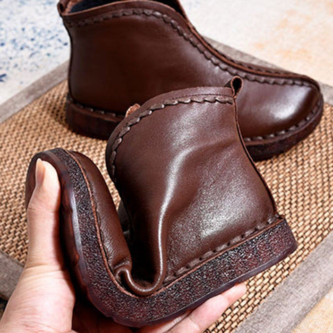 Leather Vintage Ethnic Style Soft Women Ankle Boots ( Added plush styles)