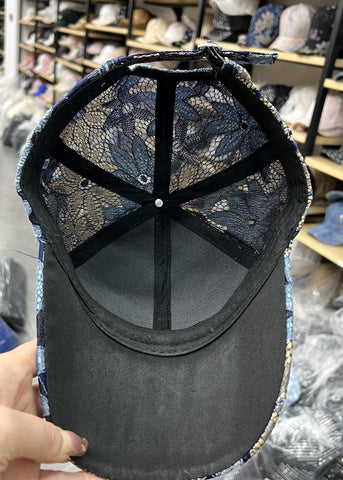Schicke blaue Spitze Schmetterling Zirkon Patchwork Baseballmütze