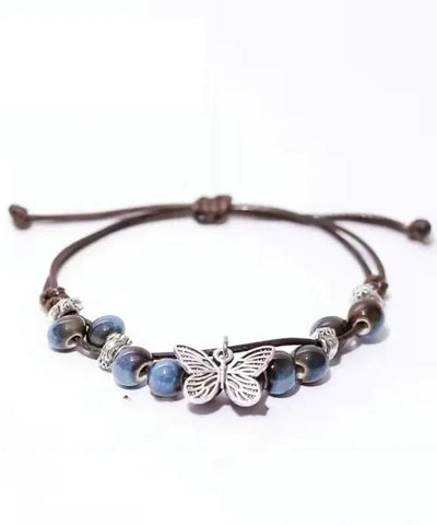 Handmade Purple Weave Ceramic Beading Charm Bracelet