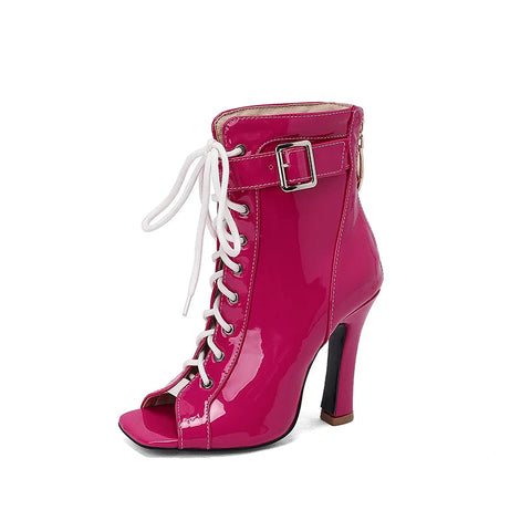 Summer High Heels Ankle Boots for Women 2024 Spring Peep Toe Lace Up Pumps Party Jazz Dance Shoes Ladies Booties Large Size 47