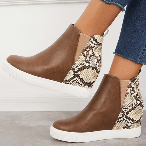 Slip on Hidden Wedge Sneakers Platform Wedge Booties