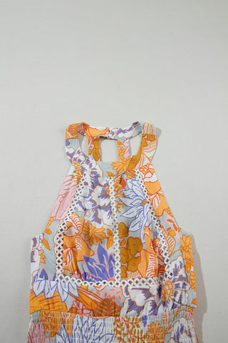 Ärmelloses Maxikleid im griechischen Stil mit Bindeband und Aufdruck