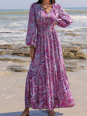 Strand-Maxikleid mit Ballonärmeln