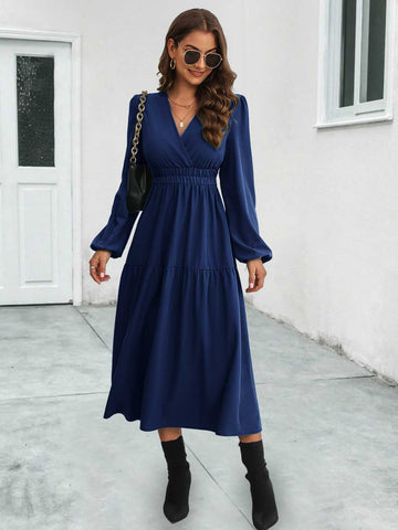 Langärmliges Midi-Bürokleid