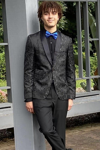 Goldener Jacquard Schalkragen 2-teiliger Herren-Ballanzug