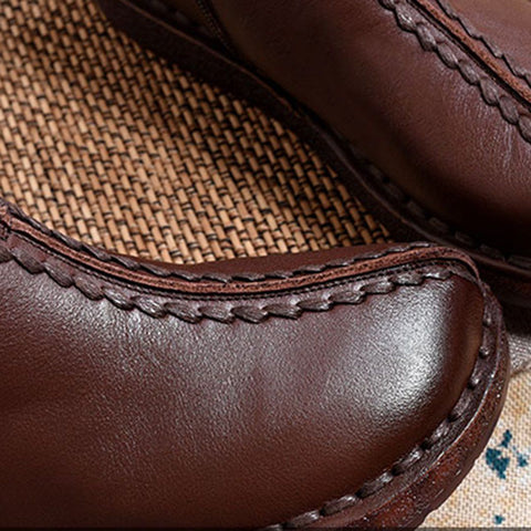 Leather Vintage Ethnic Style Soft Women Ankle Boots ( Added plush styles)