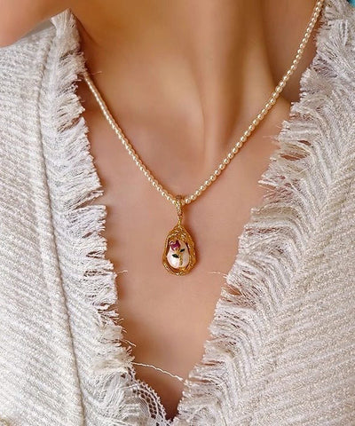 French Baroque Pearl Monet's Garden Pendant Necklace