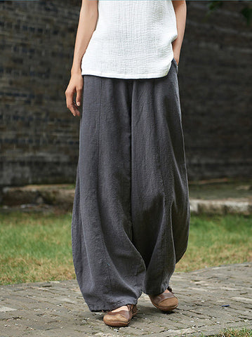 Vintage Loose Ramie Cotton Linen Bloomers Pants