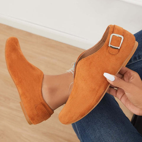 Round Toe V Cut Slip On Flat Loafers Soft Ballet Shoes