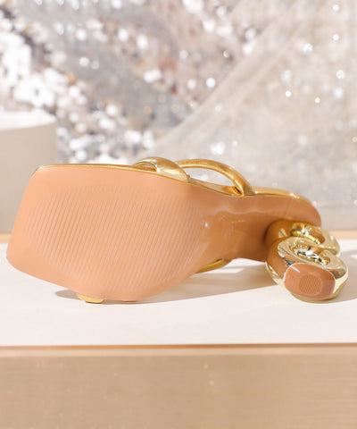 Fashion Gold Special Shaped Heel Fashionable Slide Sandals