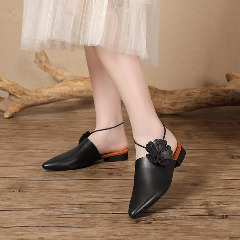 Summer Retro Leather Casual Pointed Toe Slippers