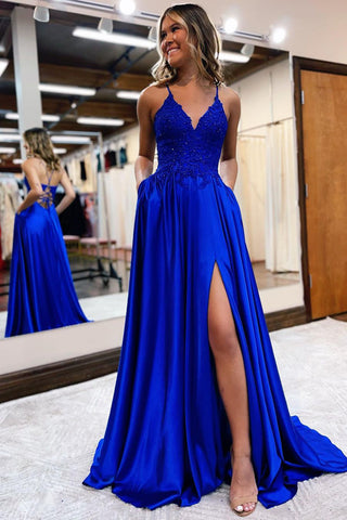 A Line Spaghetti Straps Green Long Prom Dress with Appliques
